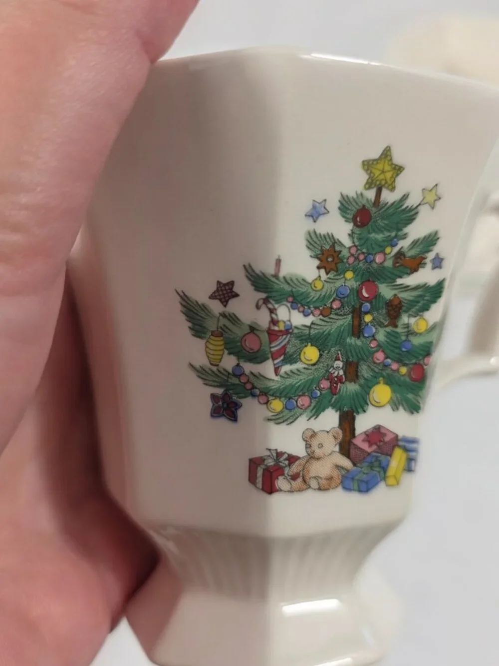 TWO Nikko Christmastime Cup & Saucer Sets White Decorated Christmas Tree